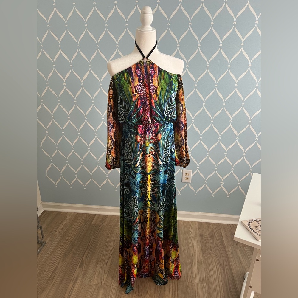 Multicolor Halter Maxi Dress